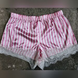 Victoria's Secret Silk Pajama Shorts Pink And White Stripe